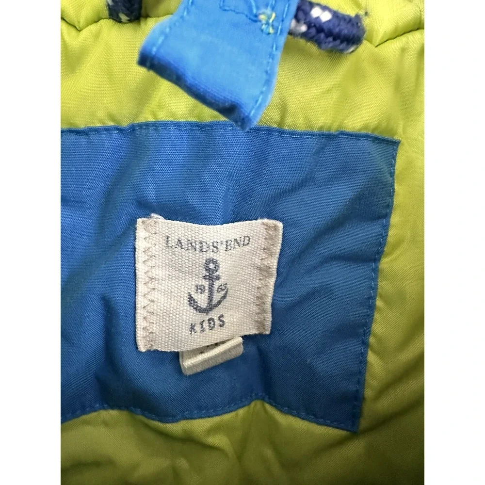 Lands' End Kids Rain Jacket Medium 5-6 Insulated Waterproof Hooded Colorful